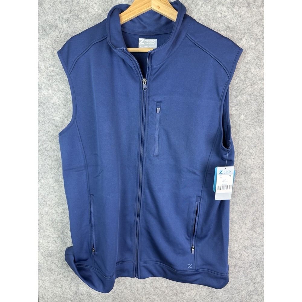 Zavate Uniforms Men's Medium Vest Doctor Nurse Scrub Blue Noah Bonded Fleece‎